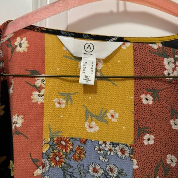 Boho Floral Patchwork Kimono Top – Size S (A mtl 1980 blouse) - Picture 2 of 8